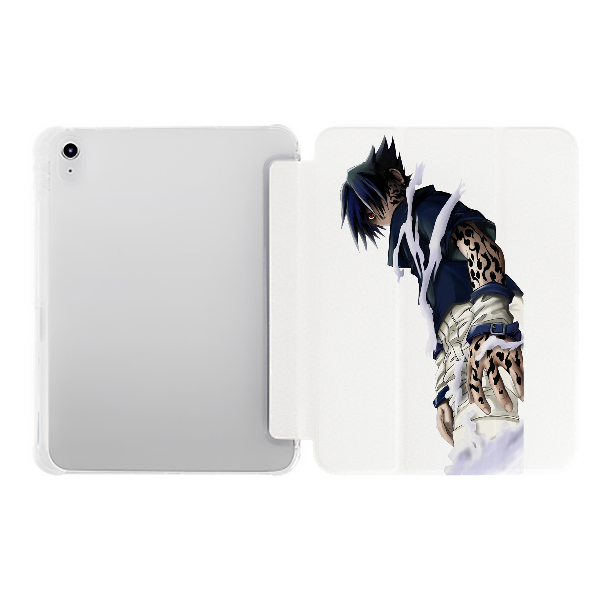（画像用） NARUTO -ナルト- うちは サスケ Uchiha Sasuke IPad ケース ペン収納付き 三つ折りスタンド PUレザー×シリコン 対応機種9.5/10.5/10.9インチ